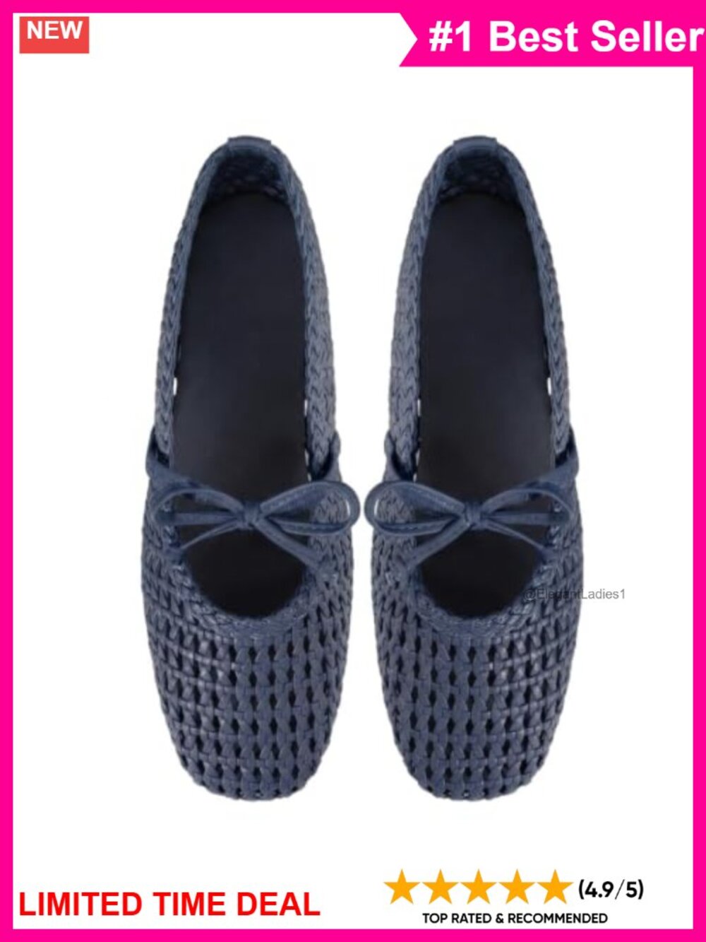 Woven Mary Jane Flats Square Toe Bow Ballet Comfortable Slip On Shoes